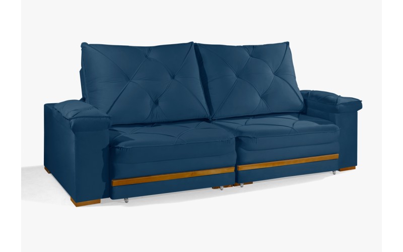 Sofá Retrátil Reclinável GANA 2,90m ESTILO ESTOFADOS - França Velusoft COR "AZUL" Sofá Retrátil Reclinável GANA 2,90m ESTILO ESTOFADOS - França Velusoft COR "AZUL"