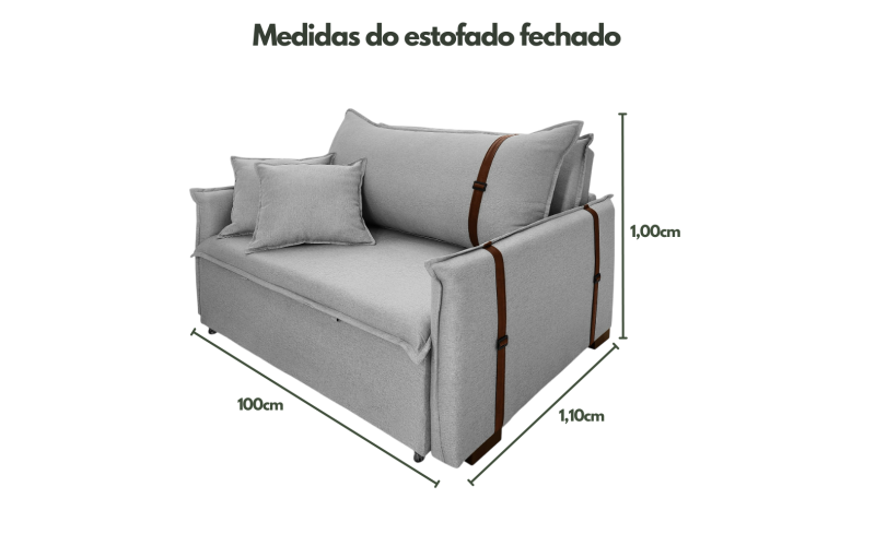 Poltrona Sofá Cama Valence Premium 100cm SoftGel D33 Linho Cinza Claro Poltrona Sofá Cama Valence Premium 100cm SoftGel D33 Linho Cinza Claro