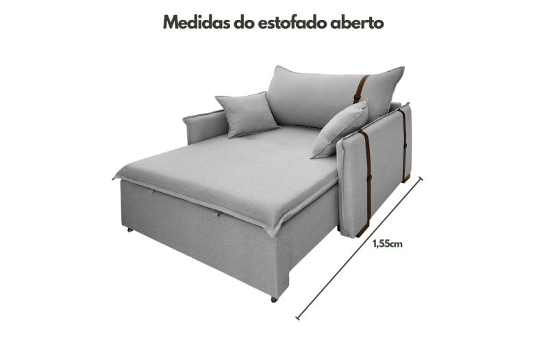 Poltrona Sofá Cama Valence Premium 100cm SoftGel D33 Linho Cinza Claro Poltrona Sofá Cama Valence Premium 100cm SoftGel D33 Linho Cinza Claro
