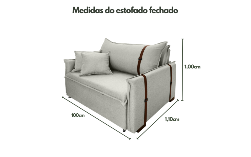 Poltrona Sofá Cama Valence Premium 100cm SoftGel D33  Linho Palha
