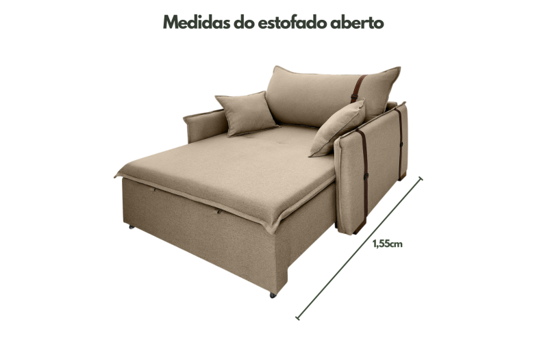 Poltrona Sofá Cama Valence Premium 130cm SoftGel D33  Linho Marrom