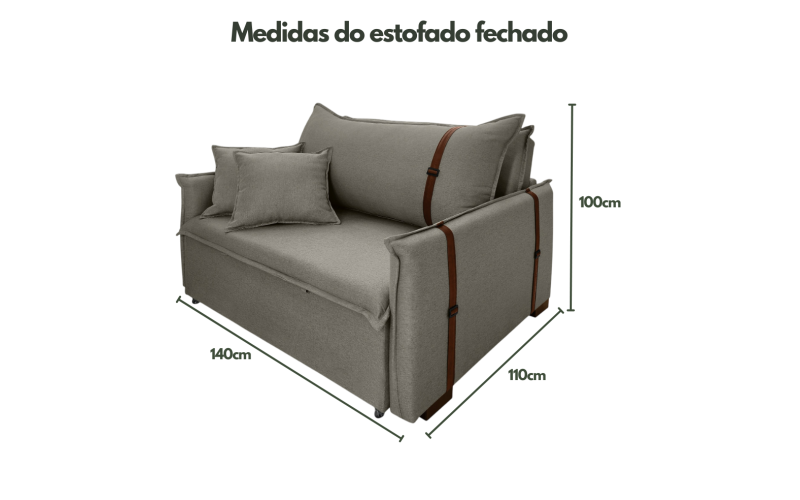 Poltrona Sofá Cama Valence Premium 140cm SoftGel D33  Linho Cinza