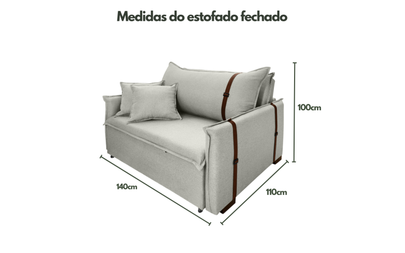 Poltrona Sofá Cama Valence Premium 140cm SoftGel D33  Linho Palha