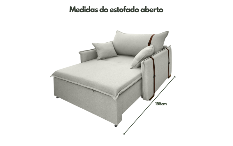 Poltrona Sofá Cama Valence Premium 140cm SoftGel D33  Linho Palha