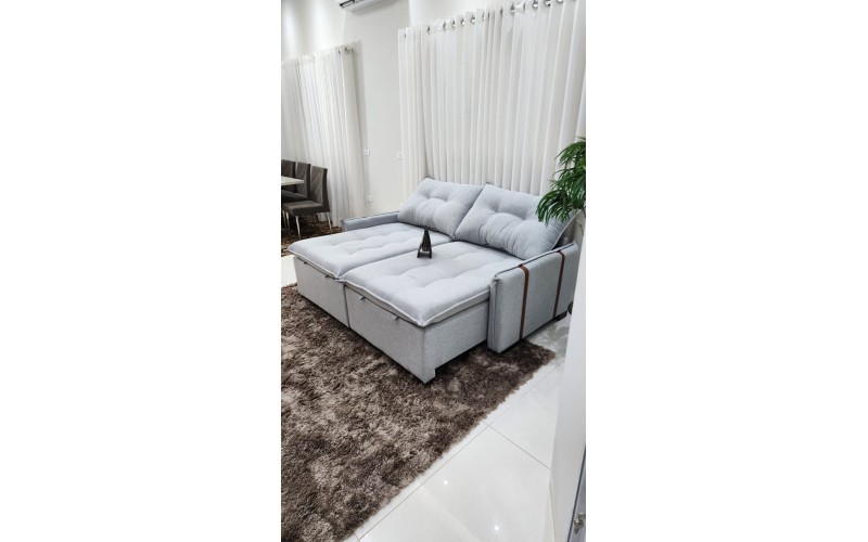 Sofá Valence Slim sem Caixa Premium 2.00m SoftGel 33  Linho Cinza Claro