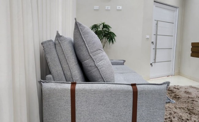 Sofá Valence Slim sem Caixa Premium 2.00m SoftGel 33  Linho Cinza Claro